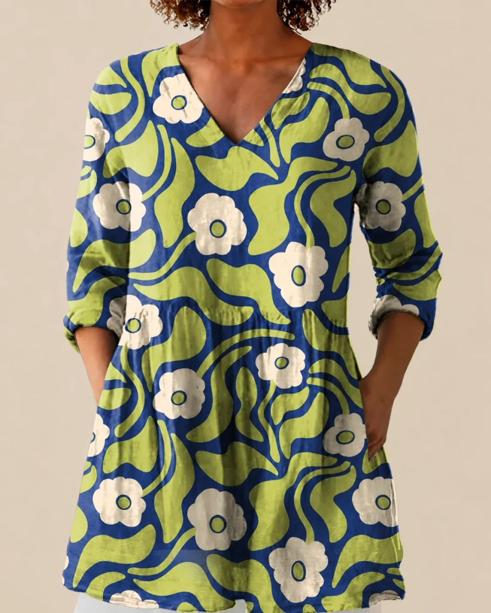 Talia | Lang mønstret bluse - Image 2