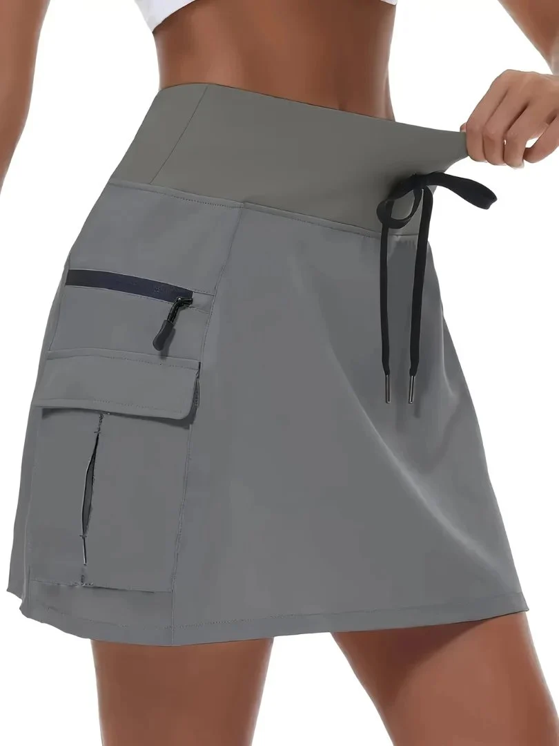 Rosa™ – Høy Midje Aktiv Skort med Lommene Med Glidelås - Image 3