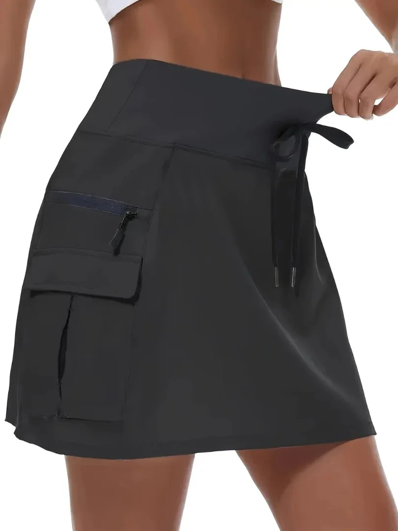 Rosa™ – Høy Midje Aktiv Skort med Lommene Med Glidelås - Image 2