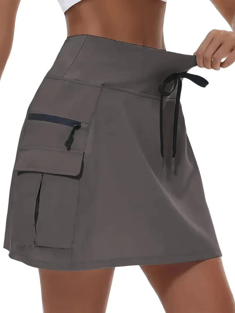 Rosa™ – Høy Midje Aktiv Skort med Lommene Med Glidelås - Image 4
