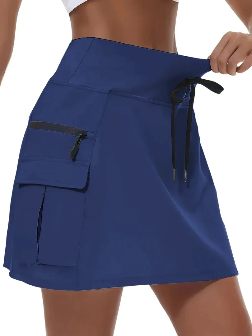 Rosa™ – Høy Midje Aktiv Skort med Lommene Med Glidelås - Image 7